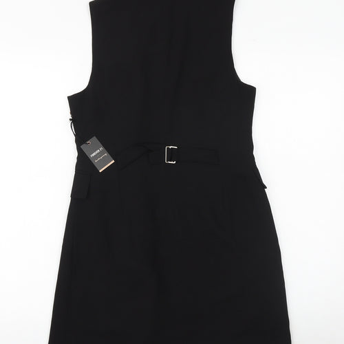 FOREVER 21 Womens Black Polyester Jacket Dress Size M Collared Button