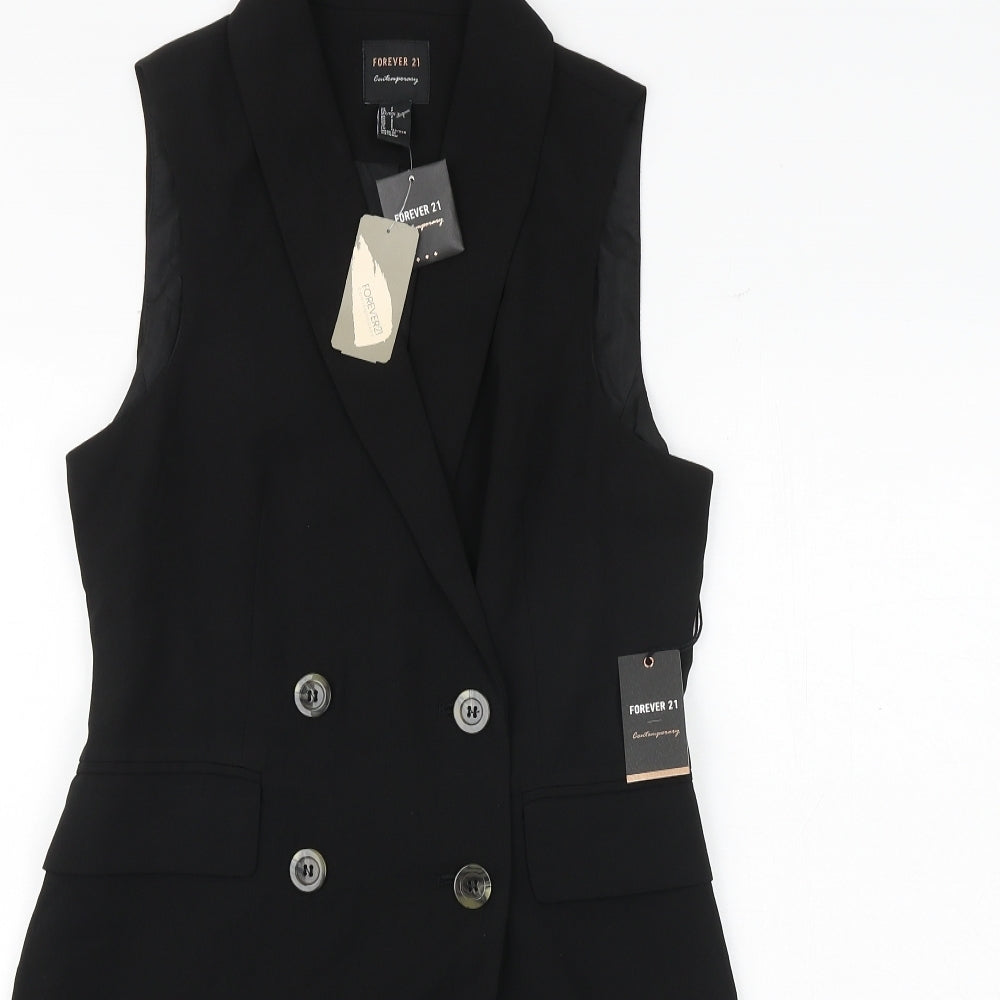 FOREVER 21 Womens Black Polyester Jacket Dress Size M Collared Button