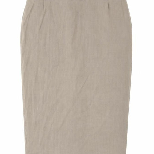 Sticky Fingers Womens Beige Polyester Straight & Pencil Skirt Size 12 Zip - Pleated Detail