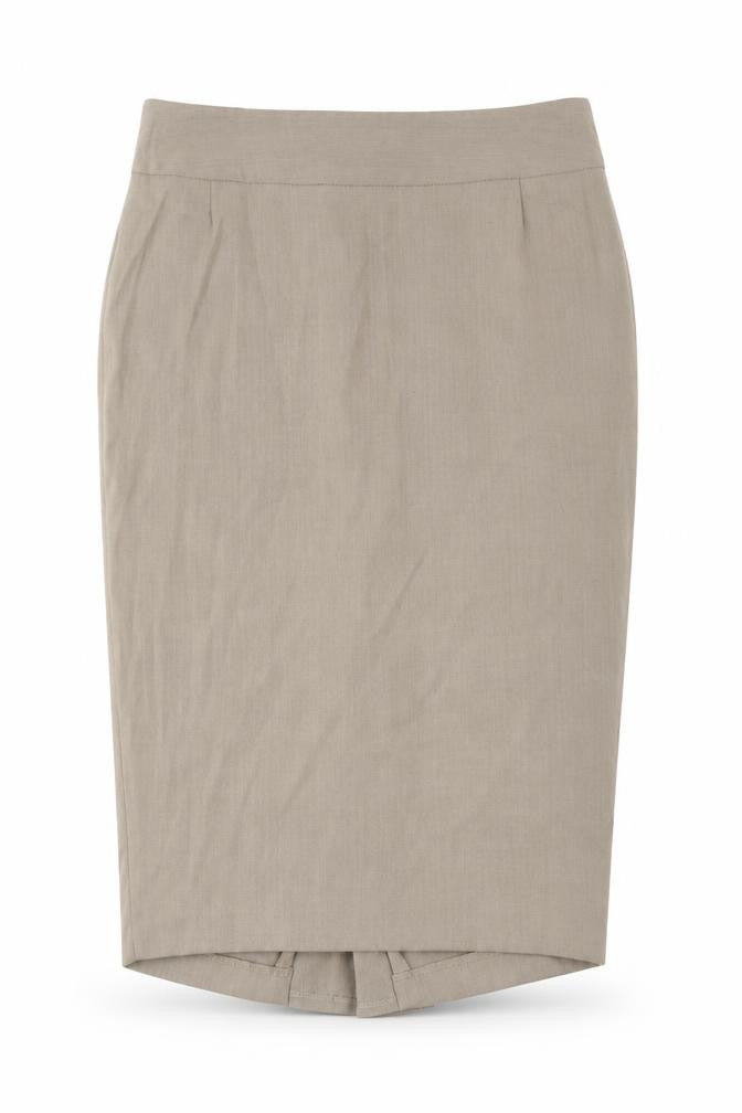Sticky Fingers Womens Beige Polyester Straight & Pencil Skirt Size 12 Zip - Pleated Detail