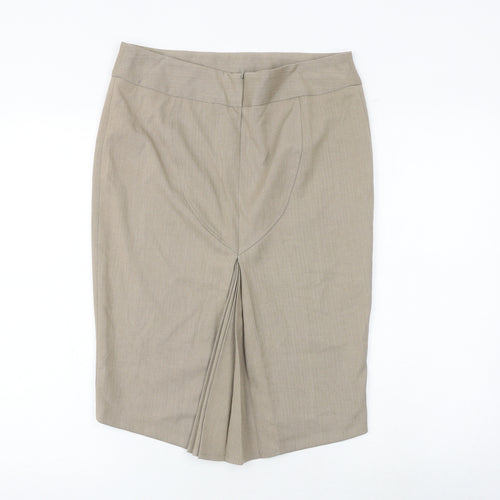 Sticky Fingers Womens Beige Polyester Straight & Pencil Skirt Size 12 Zip - Pleated Detail