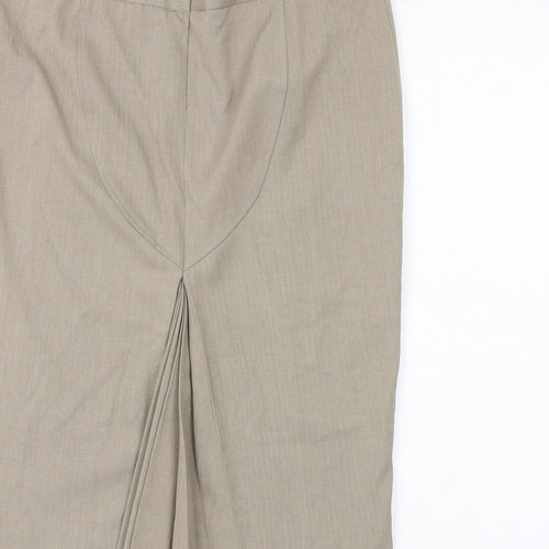 Sticky Fingers Womens Beige Polyester Straight & Pencil Skirt Size 12 Zip - Pleated Detail