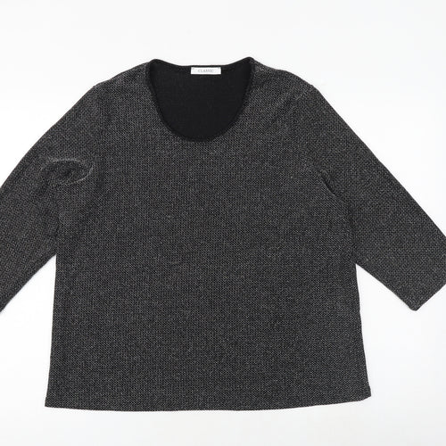 Classic Womens Black Polyamide Basic Blouse Size 18 Scoop Neck