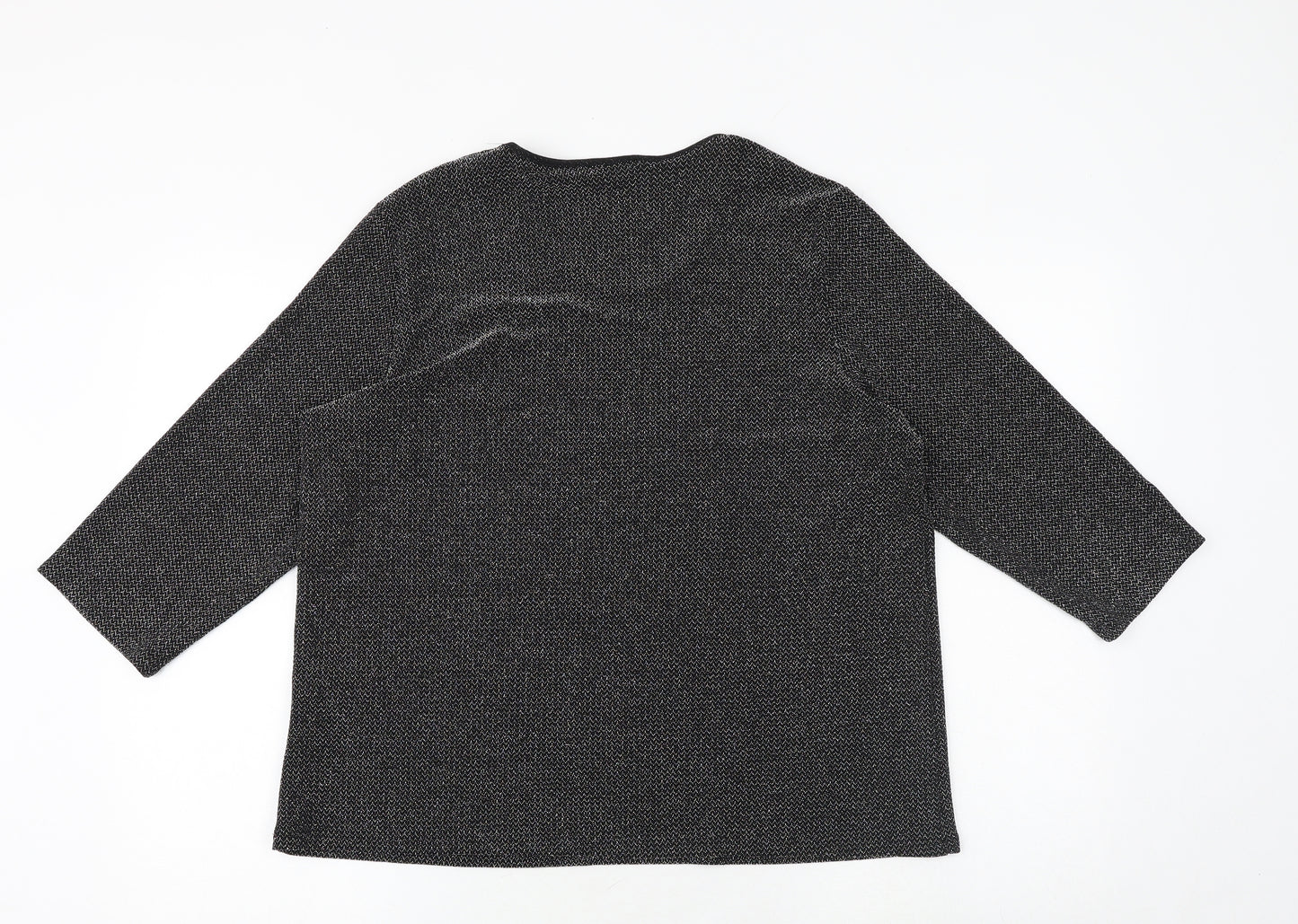 Classic Womens Black Polyamide Basic Blouse Size 18 Scoop Neck