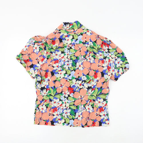 Oliver Bonas Womens Pink Floral Viscose Basic Button-Up Size 14 Collared