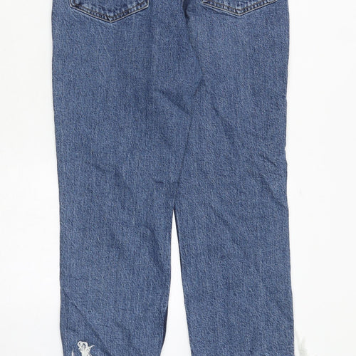Topshop Womens Blue Cotton Straight Jeans Size 28 in Regular Zip
