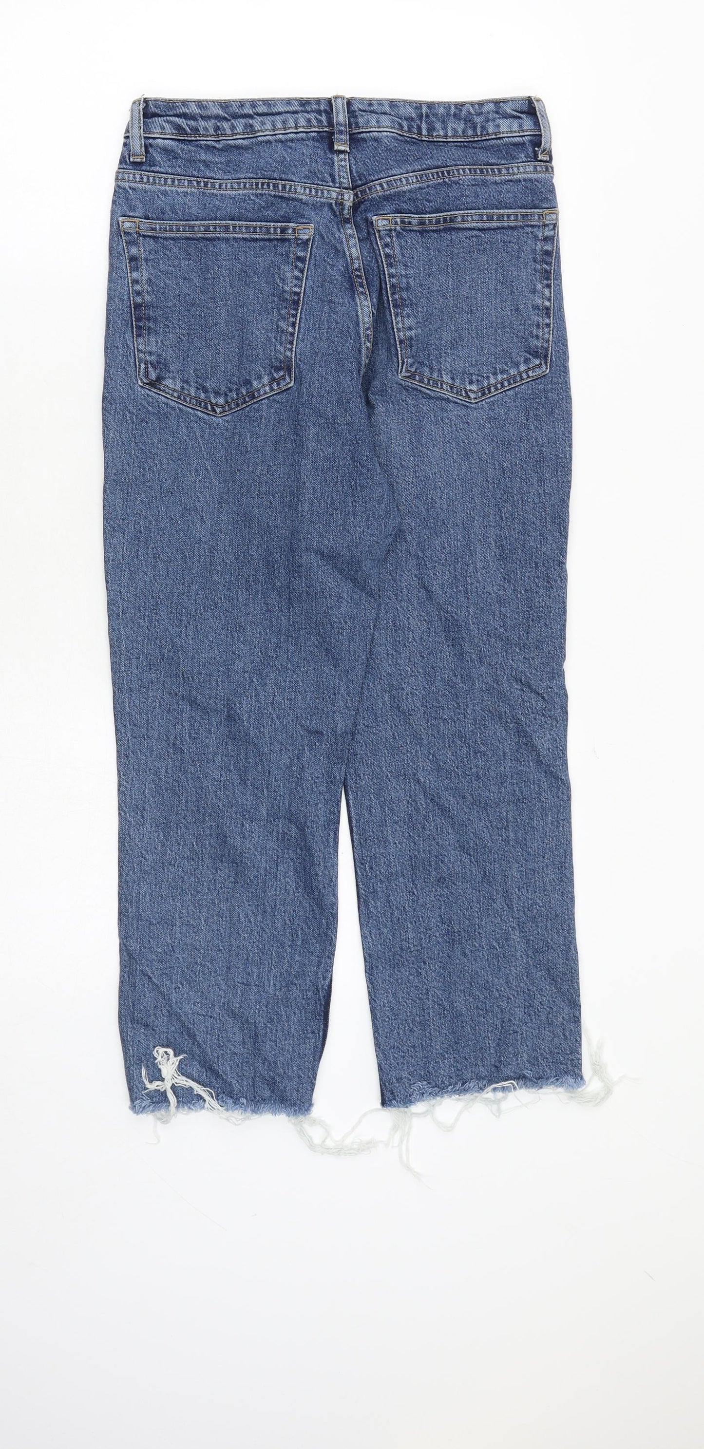 Topshop Womens Blue Cotton Straight Jeans Size 28 in Regular Zip