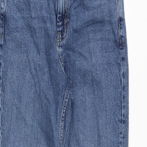 Topshop Womens Blue Cotton Straight Jeans Size 28 in Regular Zip