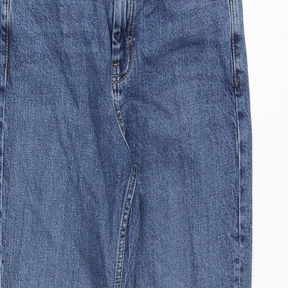 Topshop Womens Blue Cotton Straight Jeans Size 28 in Regular Zip