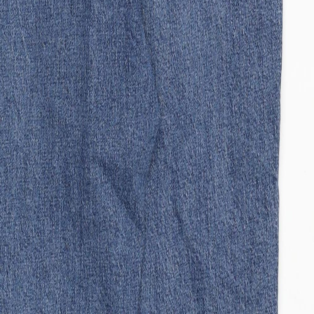 Topshop Womens Blue Cotton Straight Jeans Size 28 in Regular Zip