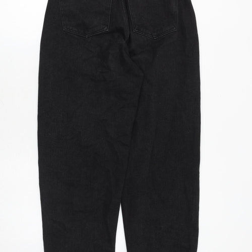PRETTYLITTLETHING Womens Black Cotton Boyfriend Jeans Size 6 Regular Zip