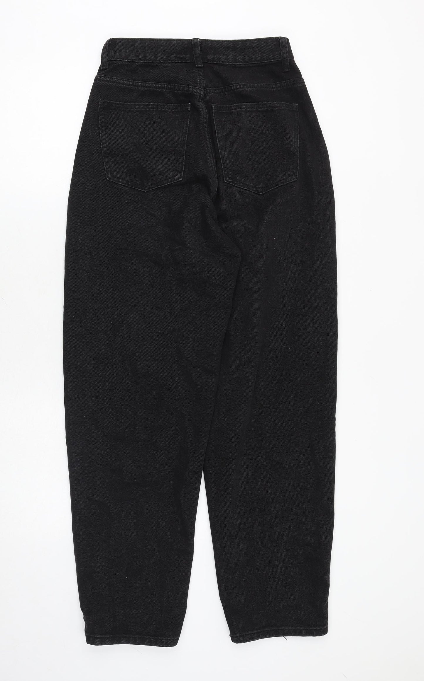 PRETTYLITTLETHING Womens Black Cotton Boyfriend Jeans Size 6 Regular Zip