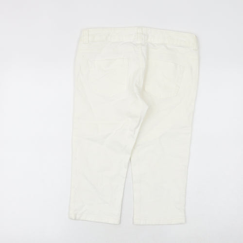 Moto Womens White Cotton Cropped Jeans Size 12 Regular Zip