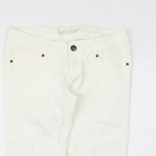 Moto Womens White Cotton Cropped Jeans Size 12 Regular Zip