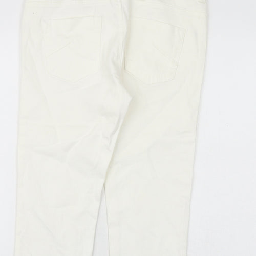 Moto Womens White Cotton Cropped Jeans Size 12 Regular Zip