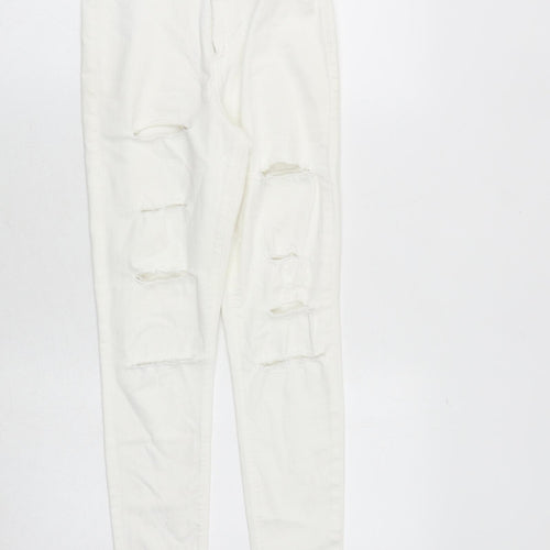 Topshop Womens White Cotton Skinny Jeans Size 28 in Regular Zip