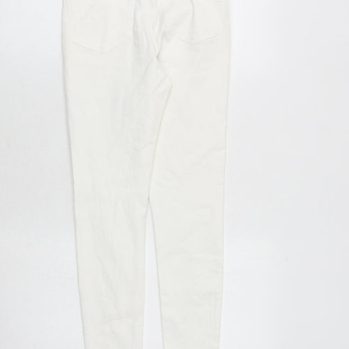 Topshop Womens White Cotton Skinny Jeans Size 28 in Regular Zip