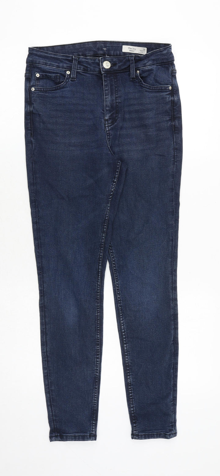 Marks and Spencer Womens Blue Cotton Skinny Jeans Size 10 Slim Zip