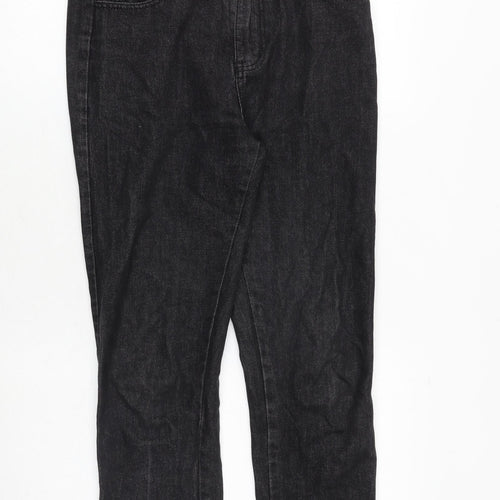 Momokrom Womens Black Cotton Mom Jeans Size 10 Regular Zip