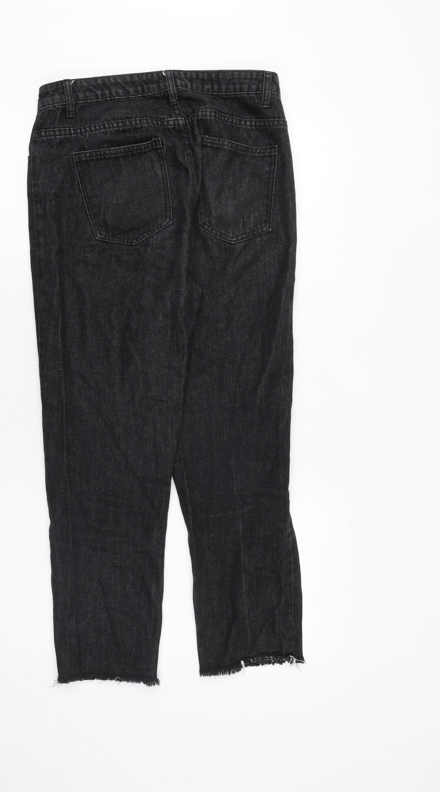 Momokrom Womens Black Cotton Mom Jeans Size 10 Regular Zip