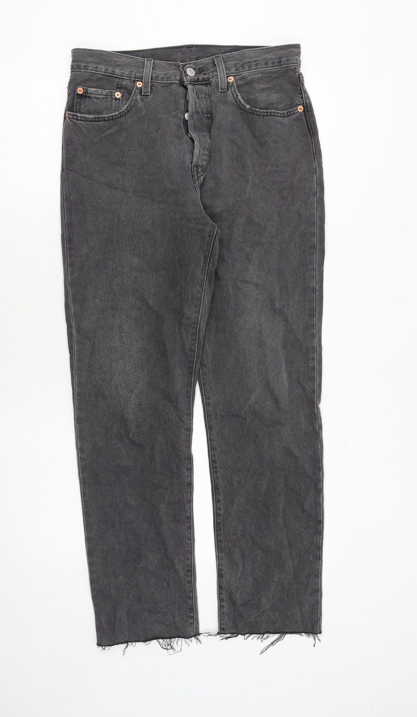 Levi's Womens Grey Cotton Straight Jeans Size 30 in Regular Button