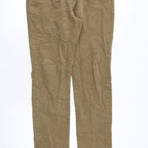 Marks and Spencer Mens Brown Cotton Trousers Size 30 in L33 in Regular Zip