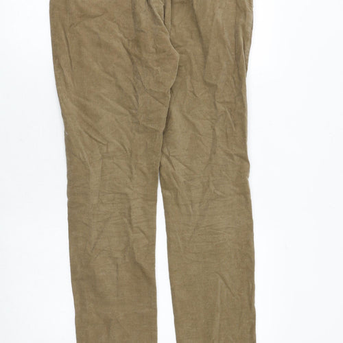 Marks and Spencer Mens Brown Cotton Trousers Size 30 in L33 in Regular Zip