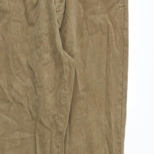 Marks and Spencer Mens Brown Cotton Trousers Size 30 in L33 in Regular Zip