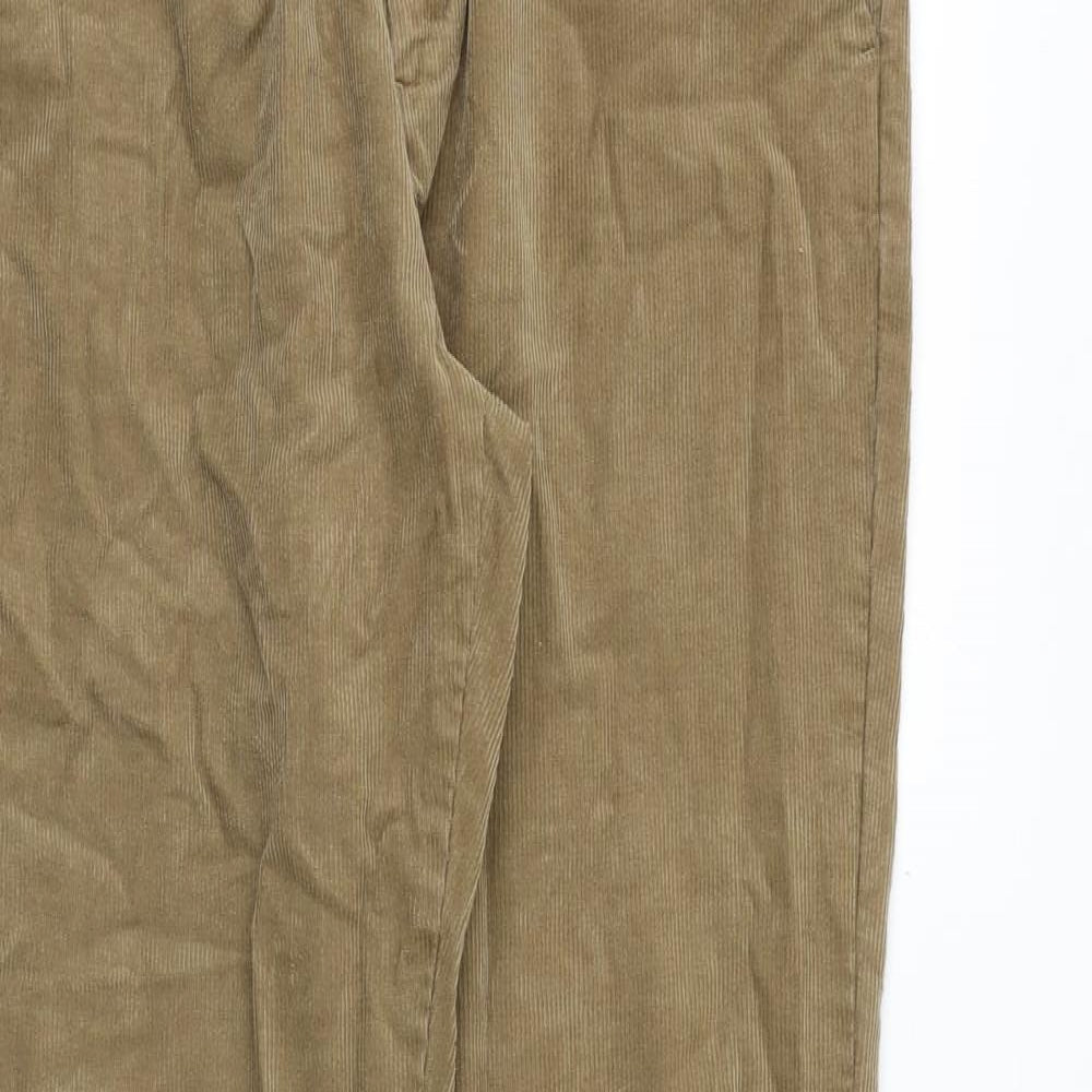 Marks and Spencer Mens Brown Cotton Trousers Size 30 in L33 in Regular Zip