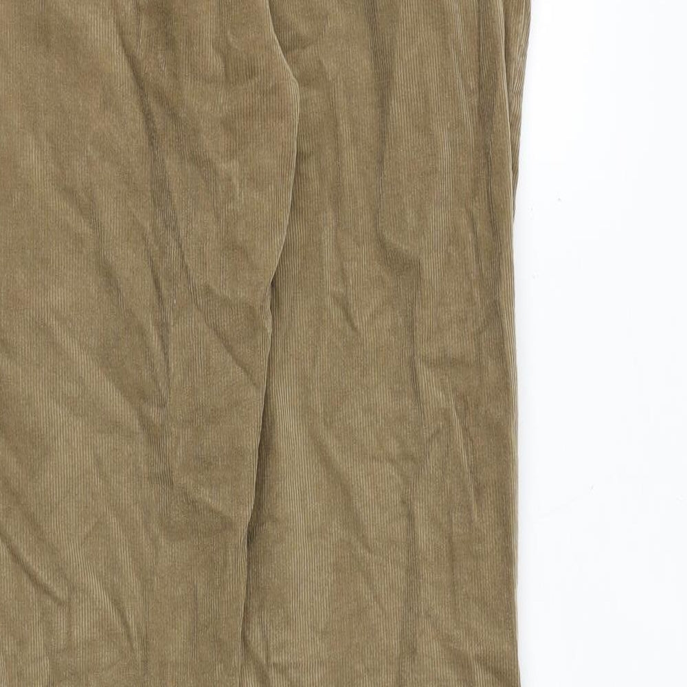 Marks and Spencer Mens Brown Cotton Trousers Size 30 in L33 in Regular Zip