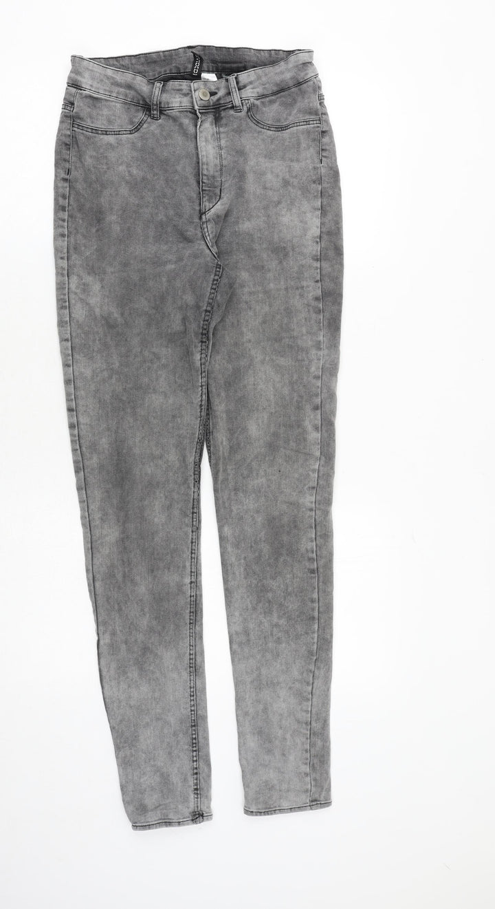 H&M Womens Grey Cotton Skinny Jeans Size 10 Regular Zip