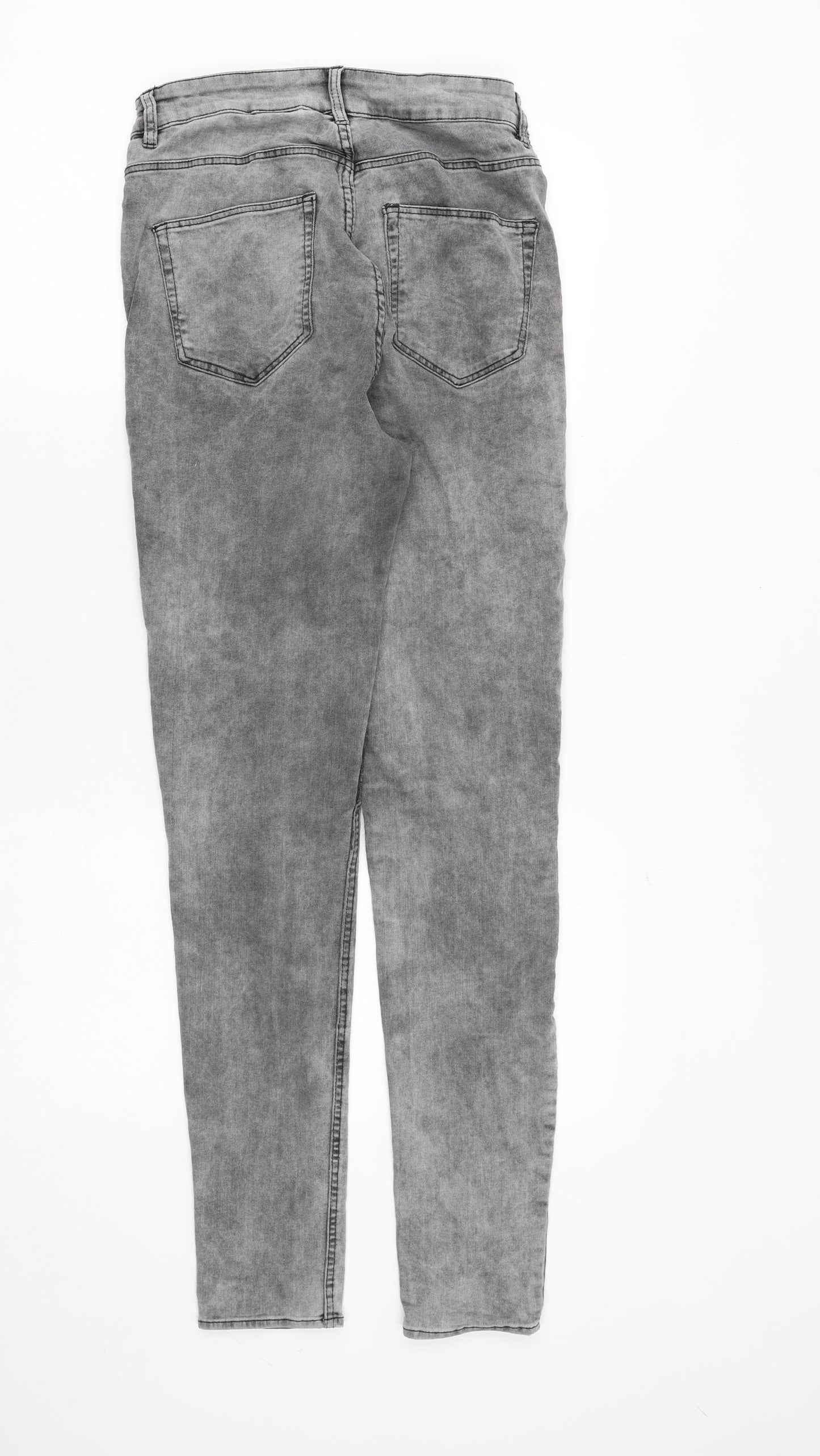 H&M Womens Grey Cotton Skinny Jeans Size 10 Regular Zip