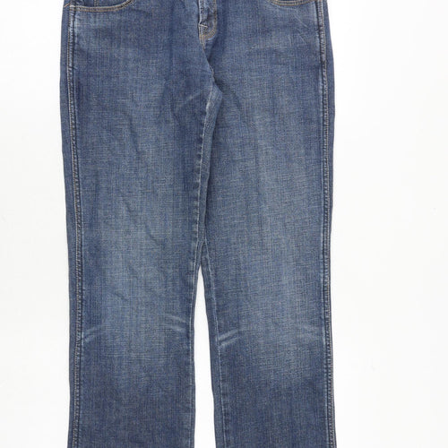 Warehouse Womens Blue Cotton Straight Jeans Size 10 Extra-Slim Zip