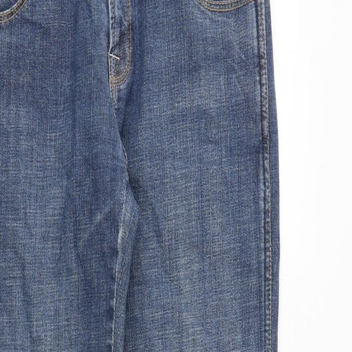 Warehouse Womens Blue Cotton Straight Jeans Size 10 Extra-Slim Zip