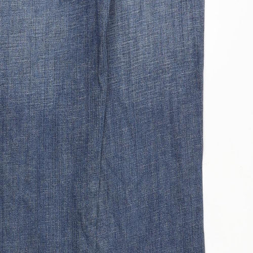 Warehouse Womens Blue Cotton Straight Jeans Size 10 Extra-Slim Zip