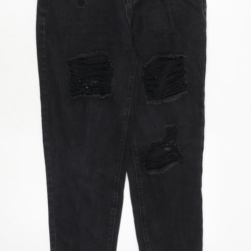Saint Genies Womens Black Cotton Mom Jeans Size 8 Regular Zip