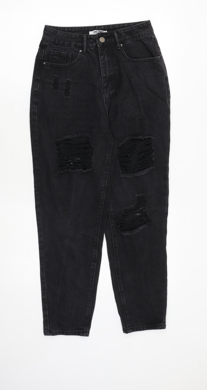 Saint Genies Womens Black Cotton Mom Jeans Size 8 Regular Zip