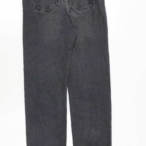 Marks and Spencer Womens Grey Cotton Straight Jeans Size 6 Regular Zip