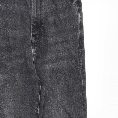 Marks and Spencer Womens Grey Cotton Straight Jeans Size 6 Regular Zip