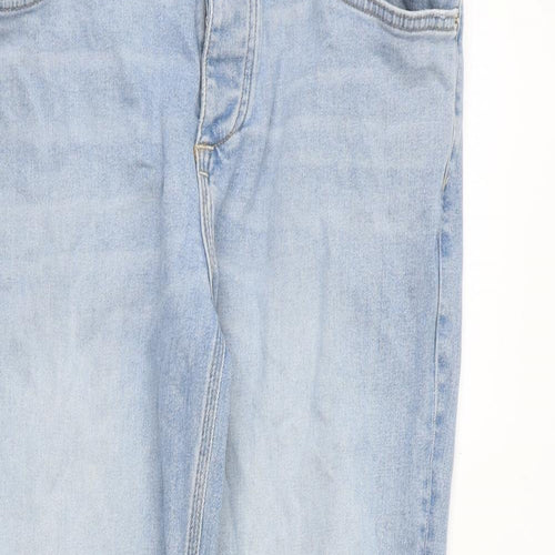 River Island Mens Blue Cotton Skinny Jeans Size 36 in L34 in Regular Button