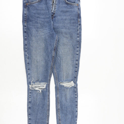Topshop Womens Blue Cotton Skinny Jeans Size 30 in Regular Zip