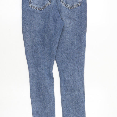 Topshop Womens Blue Cotton Skinny Jeans Size 30 in Regular Zip