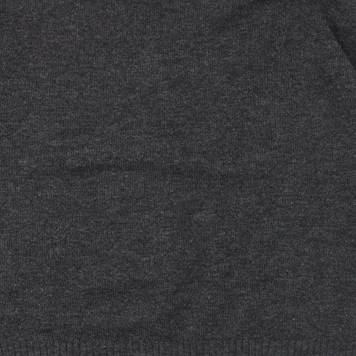 Mango Womens Grey V-Neck Acrylic Pullover Jumper Size L