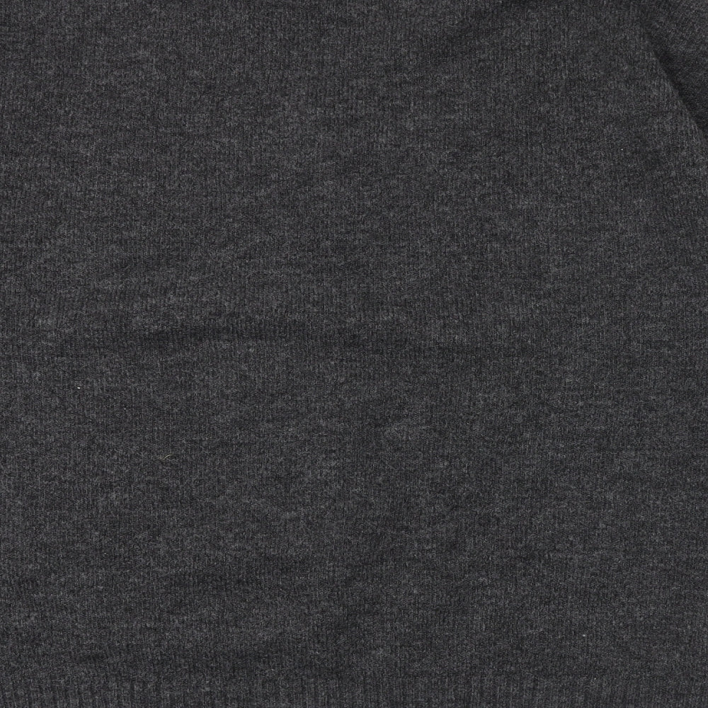 Mango Womens Grey V-Neck Acrylic Pullover Jumper Size L