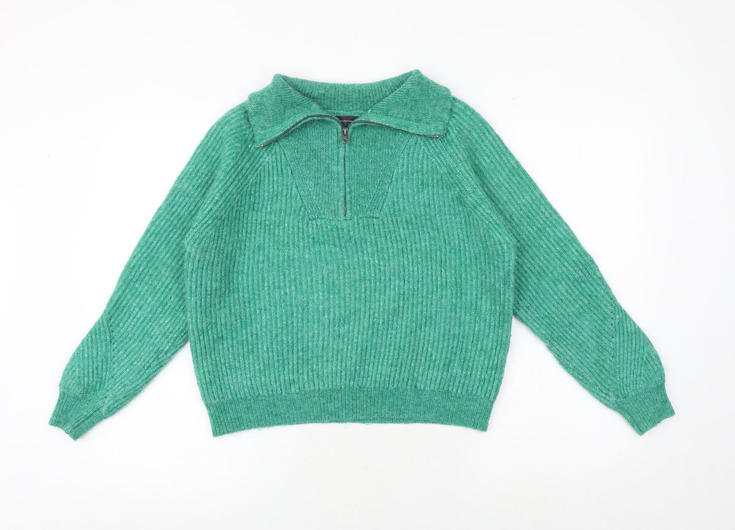 Marks and Spencer Womens Green Collared Acrylic Pullover Jumper Size M