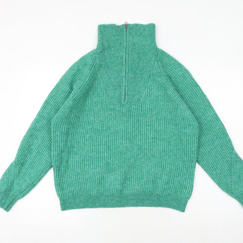 Marks and Spencer Womens Green High Neck Acrylic Pullover Jumper Size L