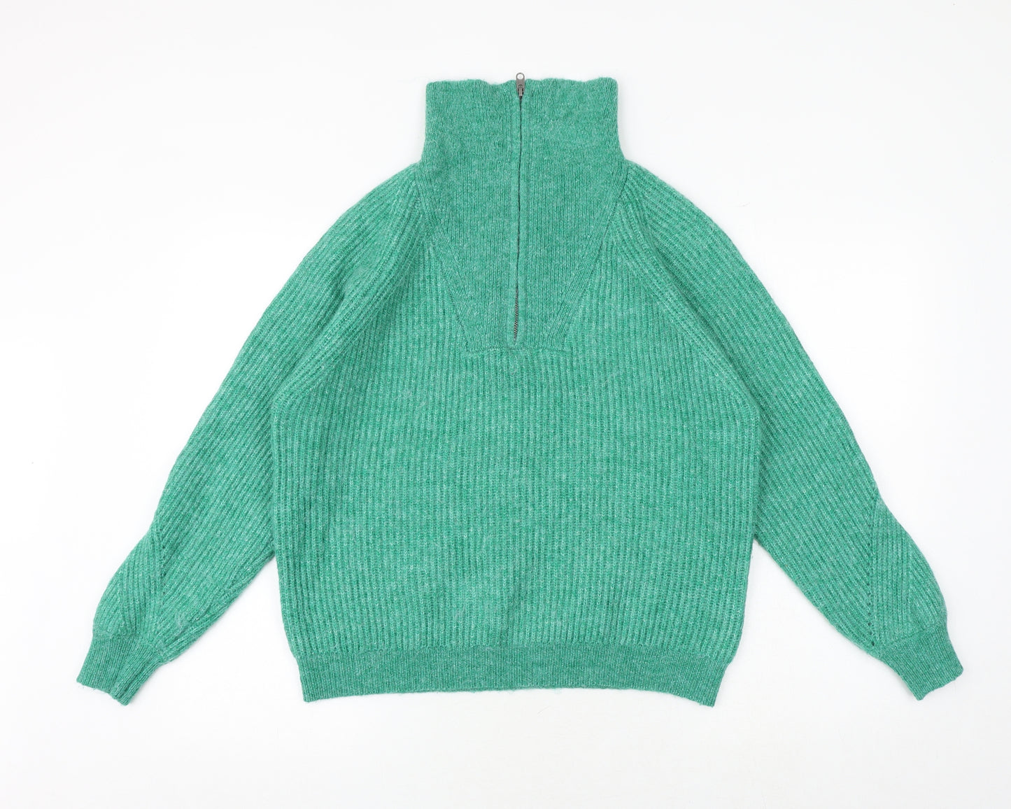 Marks and Spencer Womens Green High Neck Acrylic Pullover Jumper Size L