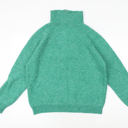 Marks and Spencer Womens Green High Neck Acrylic Pullover Jumper Size L