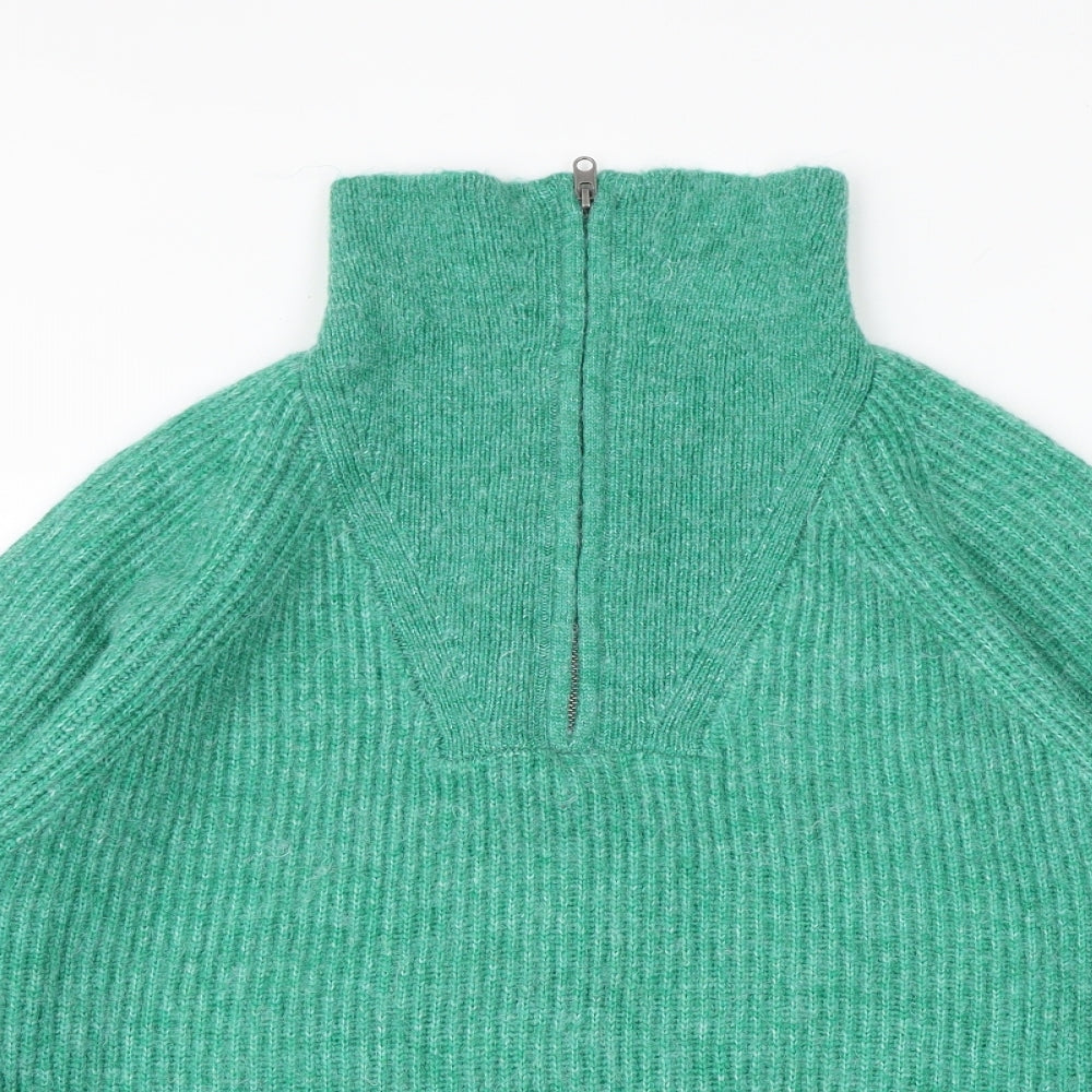 Marks and Spencer Womens Green High Neck Acrylic Pullover Jumper Size L