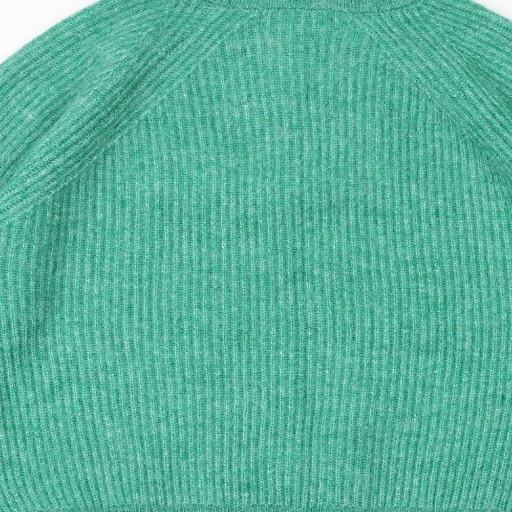 Marks and Spencer Womens Green High Neck Acrylic Pullover Jumper Size L